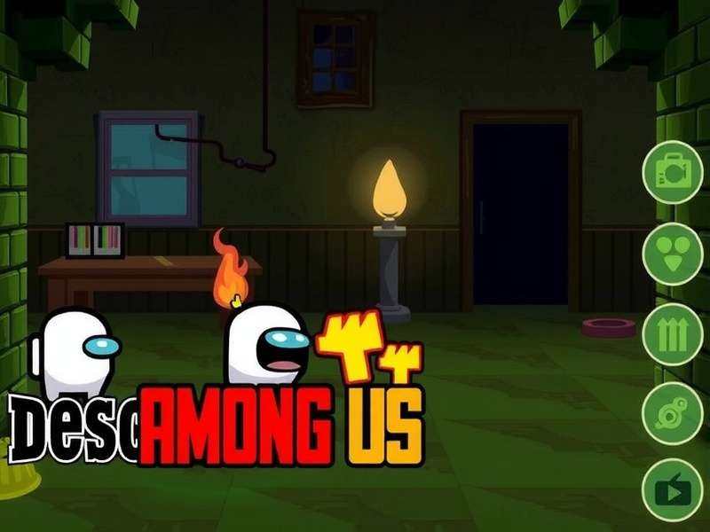 Among Us PC gameplay screenshot showing crewmates and impostor on The Skeld map