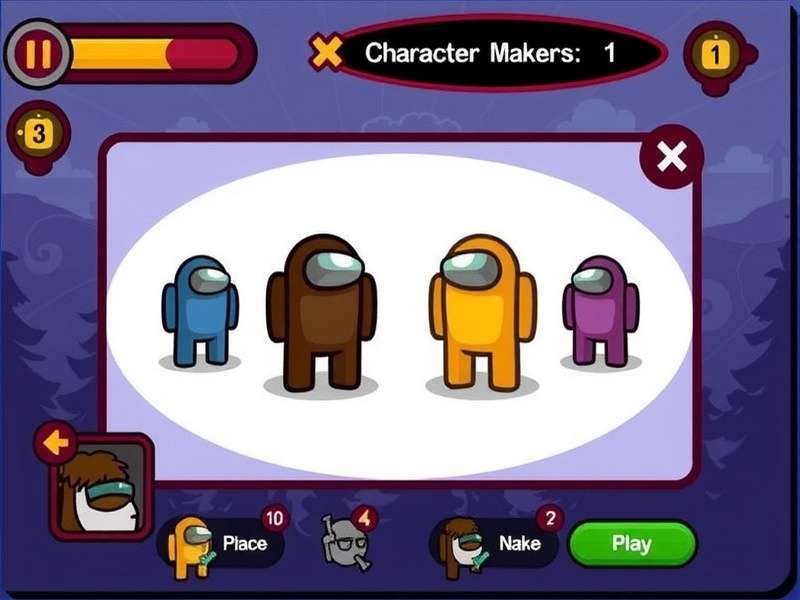 Among Us Character Maker App interface showing customization options