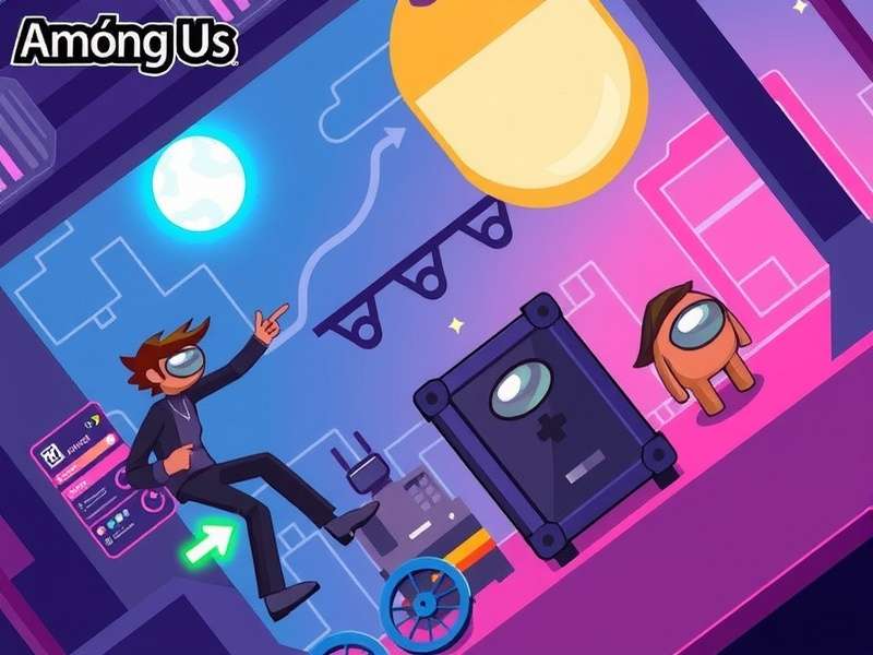 Among Us crewmates and impostor in a spaceship setting