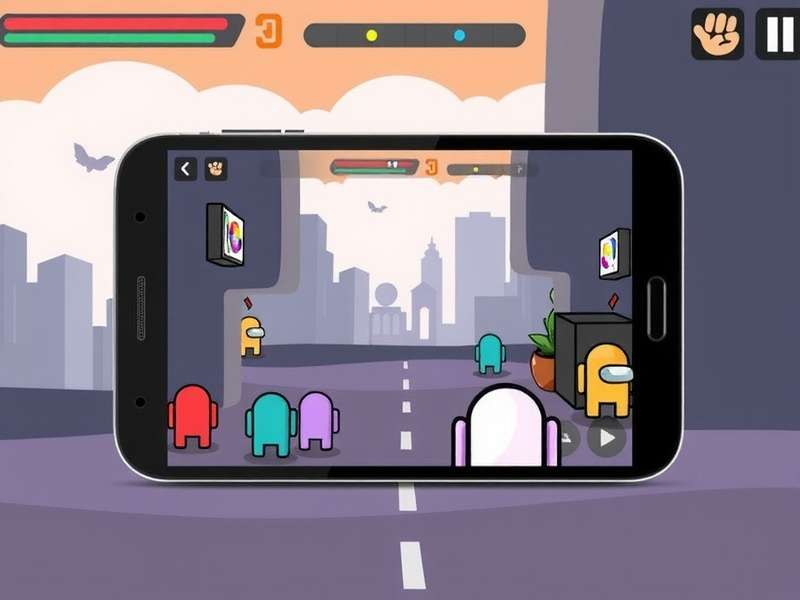 Among Us characters on a spaceship map viewed from a mobile phone screen