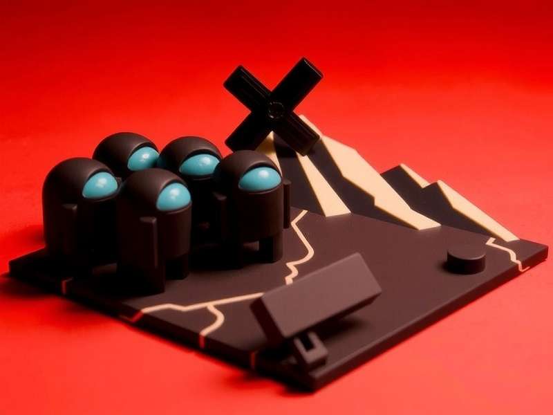 A collection of hand-painted Among Us 3D printed figures on a shelf