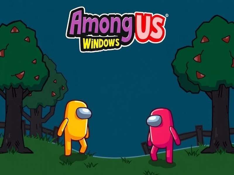 Among Us gameplay on Windows PC showing crewmates and impostor in Skeld map