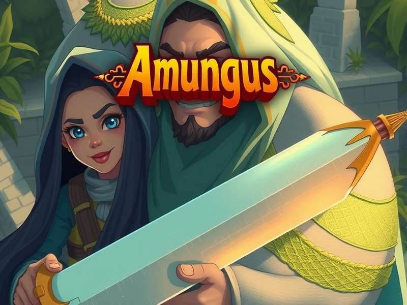 Among Us gameplay showing crewmates and impostor in a spaceship corridor