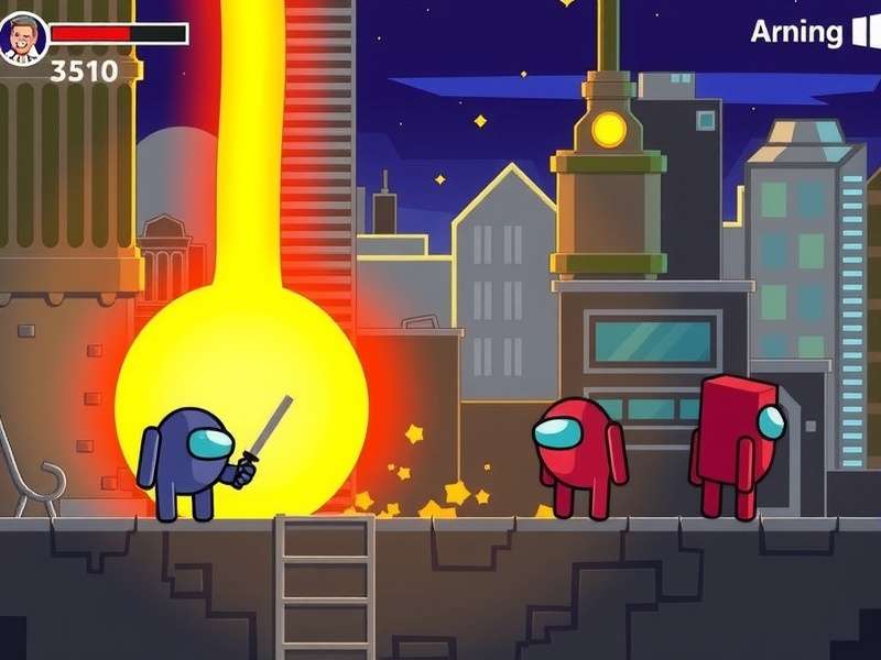 Among Us Imposter and Crewmate facing off in a strategic duel