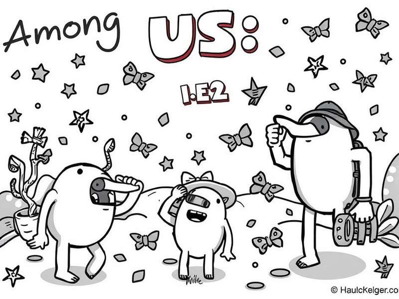 Among Us Coloring Pages Collage - Red, Blue, Green Crewmates