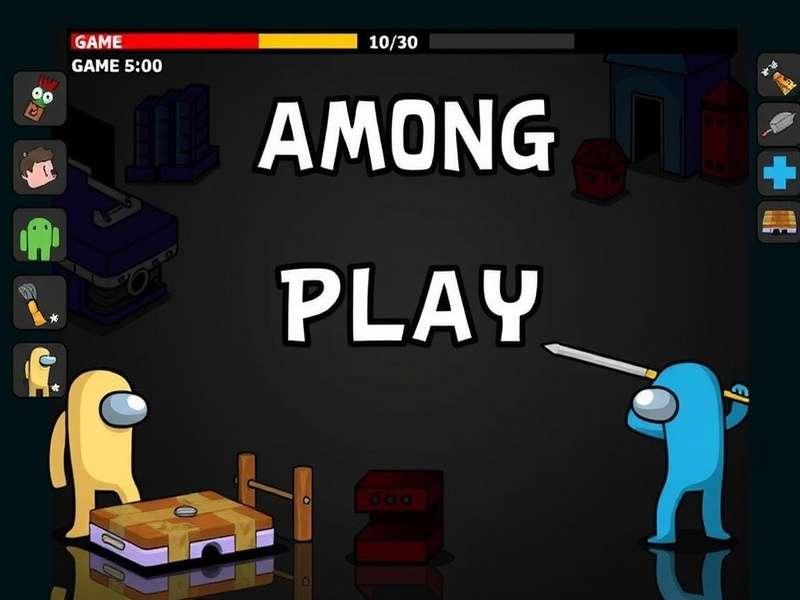 Among Us gameplay screenshot showing crewmates and impostor on The Skeld map