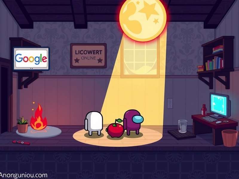 Among Us game characters on a vibrant space map