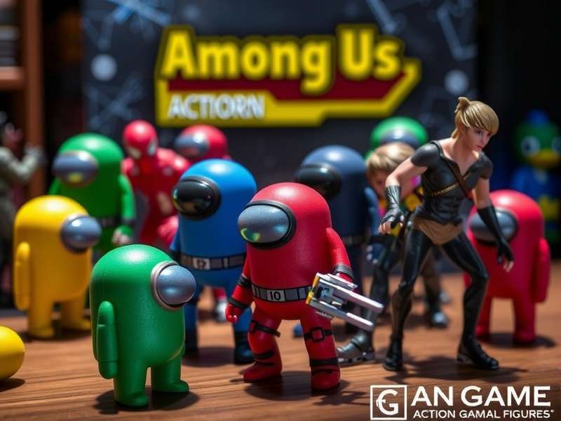 Collection of Among Us action figures including crewmates and imposters displayed on a shelf